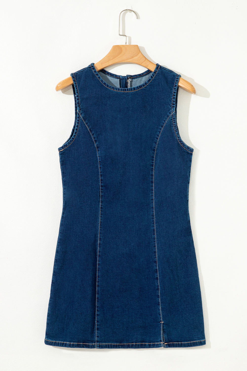 Blue Sleeveless Bodycon Denim Dress