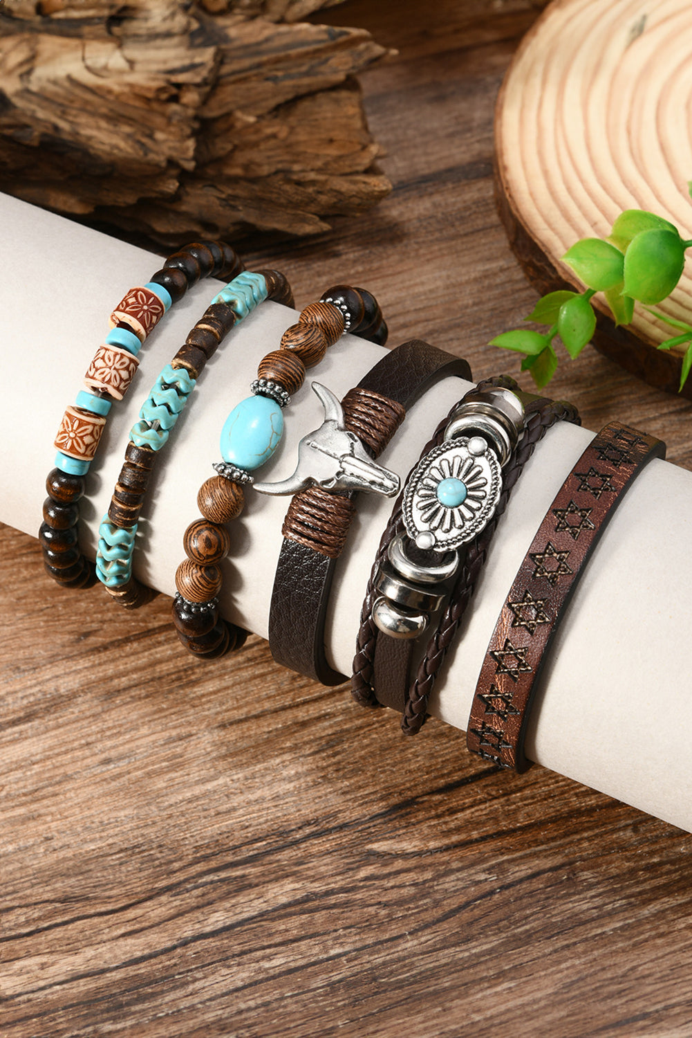 Chestnut 6 Piece Western Bull Skull Bracelet