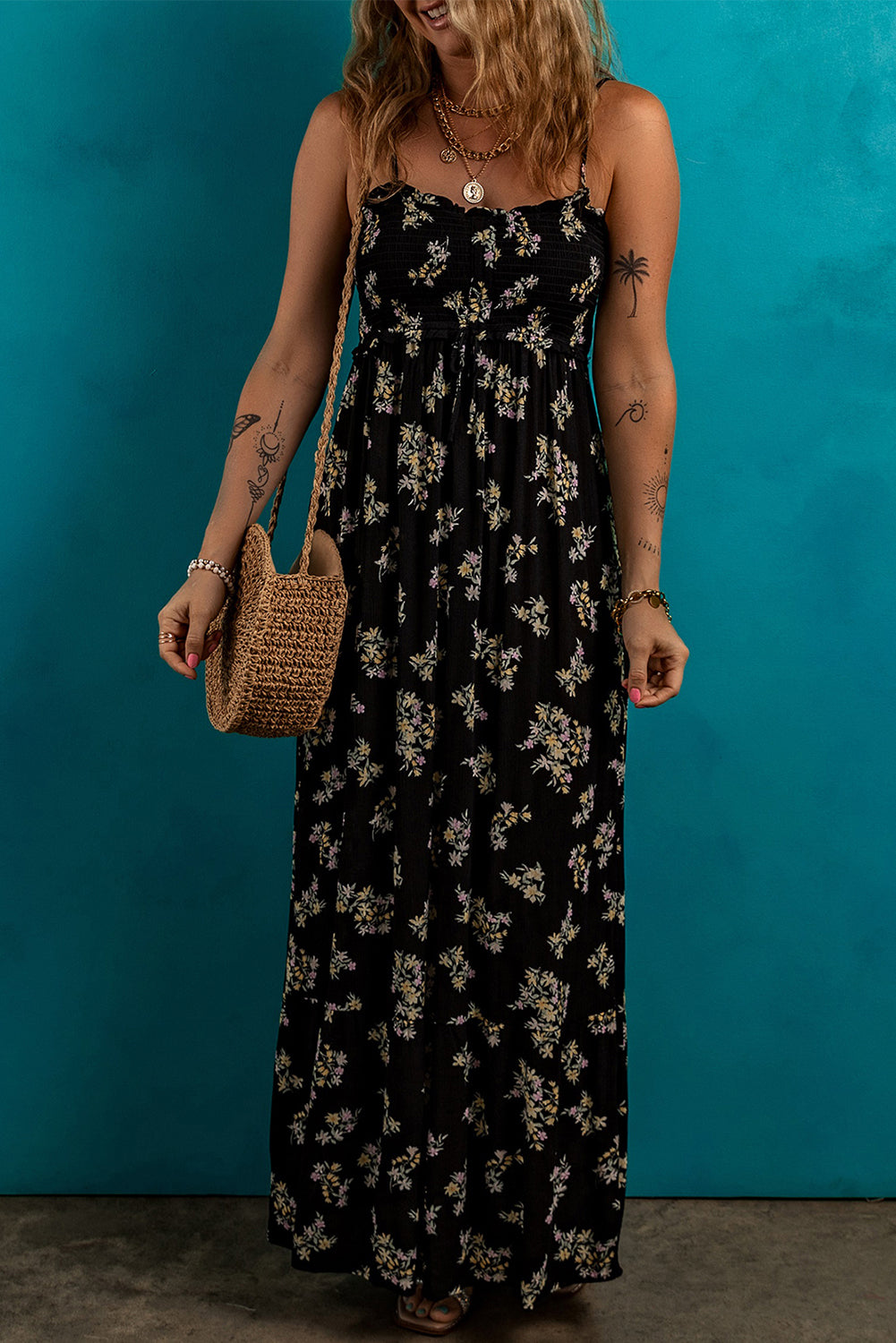 Floral Spaghetti Strap Maxi Dress