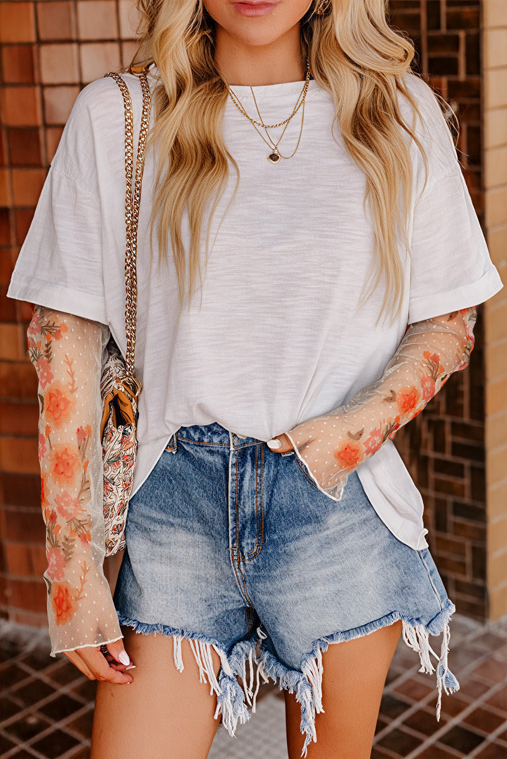 Two Piece Floral Long Sleeve Patchwork Tee