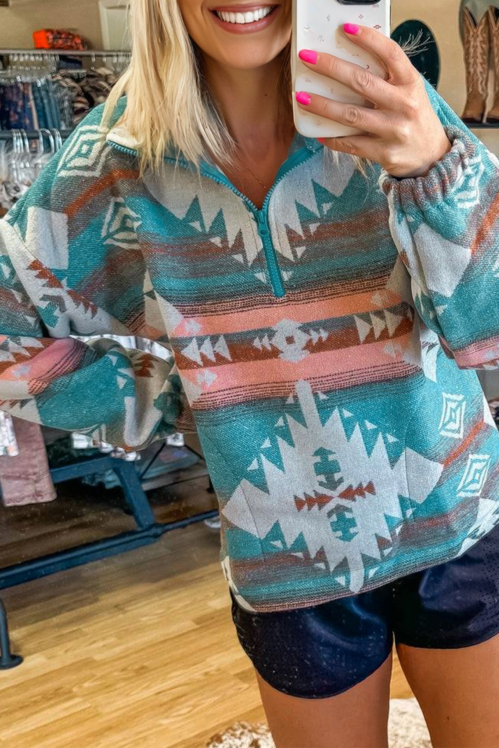 Quarter Zip Aztec Sweatshirt