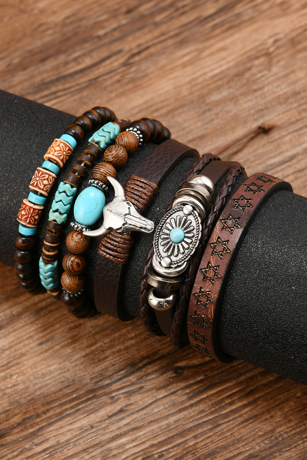 Chestnut 6 Piece Western Bull Skull Bracelet