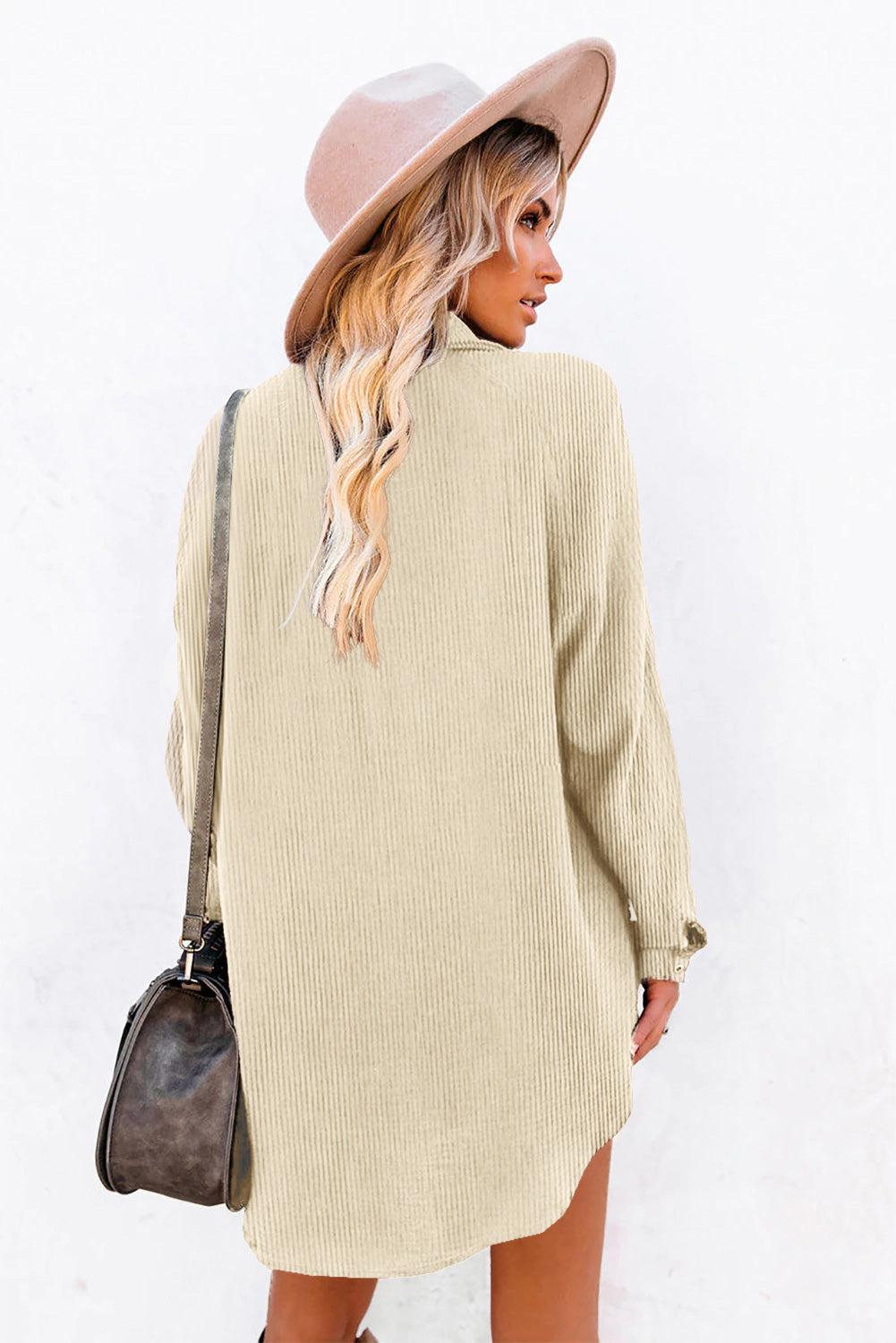 Corduroy Long Sleeve Shift Mini Dress