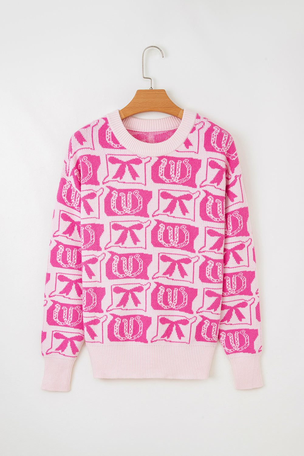 Black Bows & Horseshoes Pattern Sweater