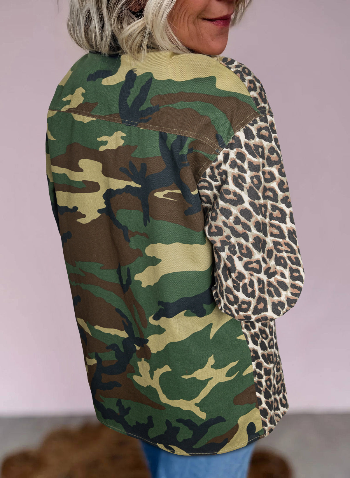 Leopard Camo Patchwork Oversize Shacket