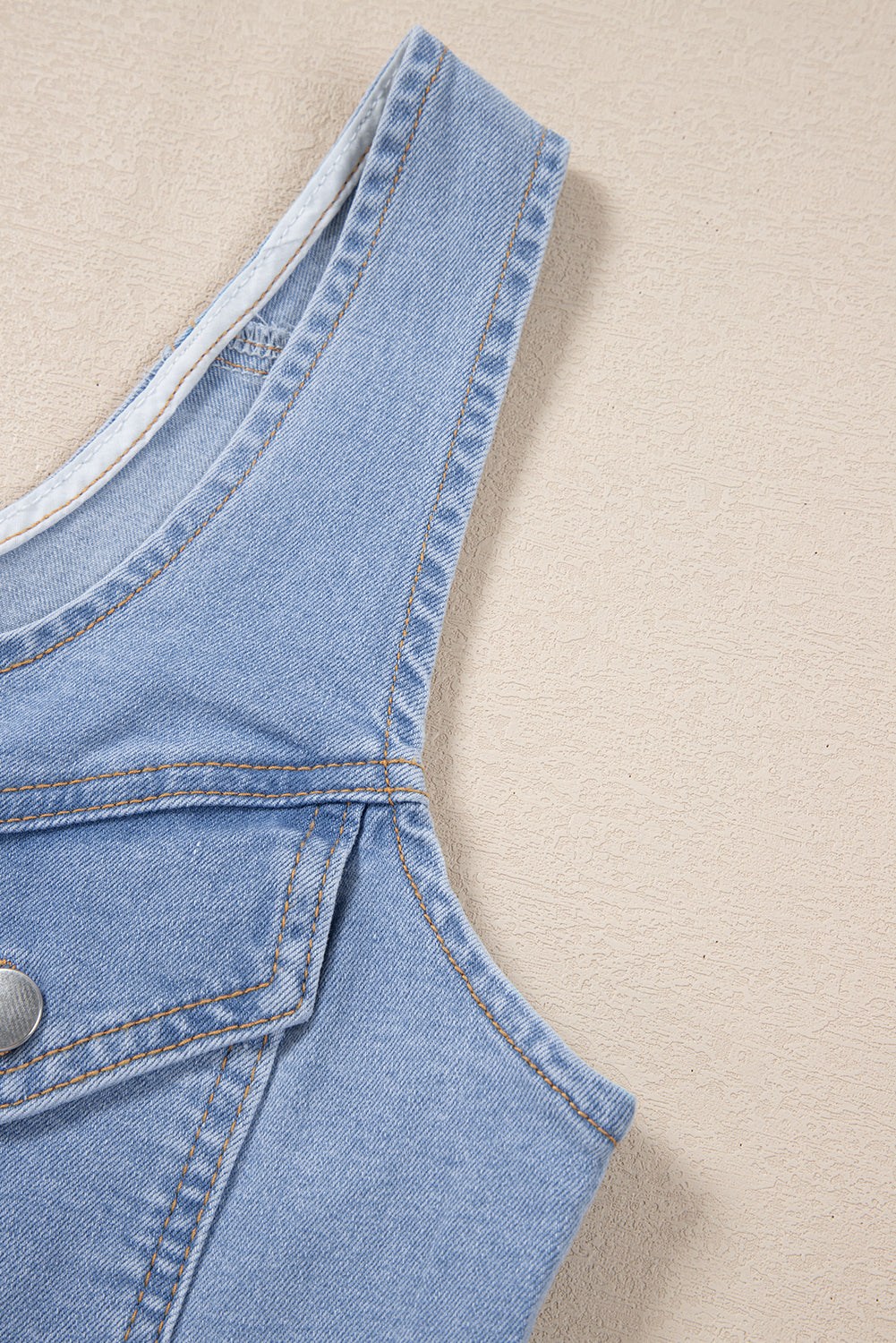 Light Wash Denim Sleeveless Mini Dress