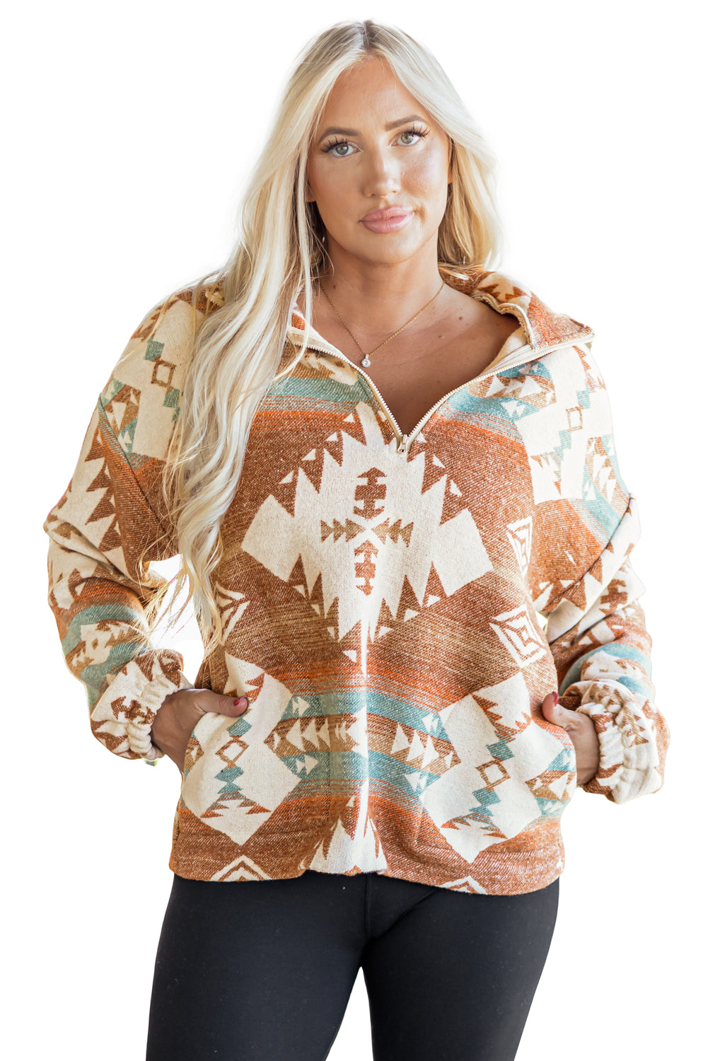 Quarter Zip Aztec Sweatshirt