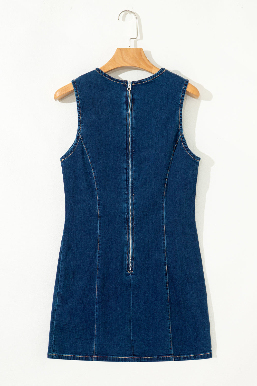 Blue Sleeveless Bodycon Denim Dress