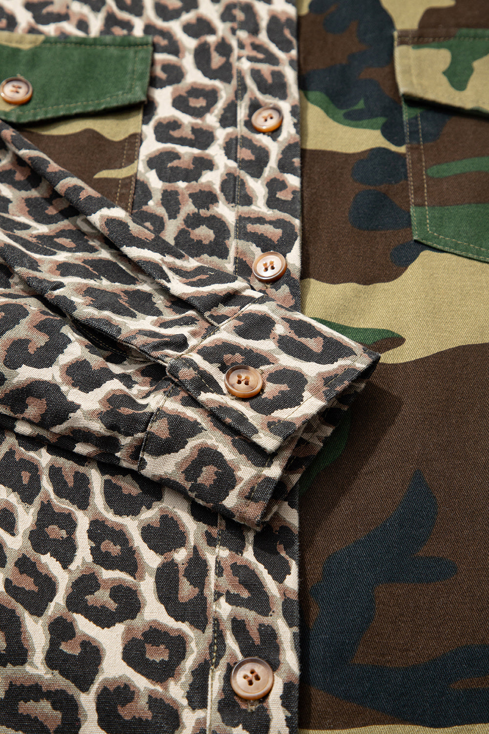 Leopard Camo Patchwork Oversize Shacket