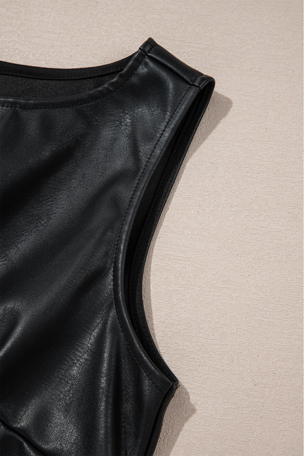 Black Vegan Leather Sleeveless Mini Dress