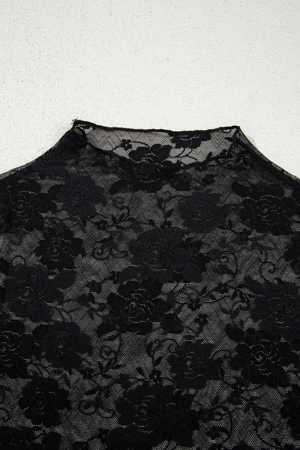 Sheer Floral Lace Mesh Long Sleeve Top