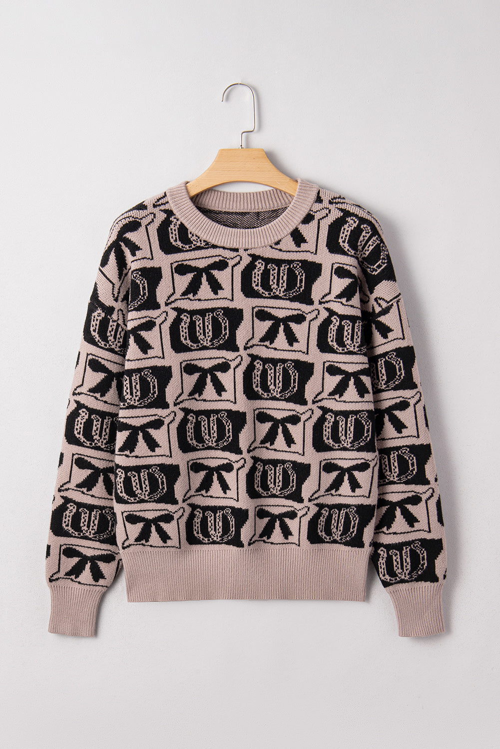 Black Bows & Horseshoes Pattern Sweater