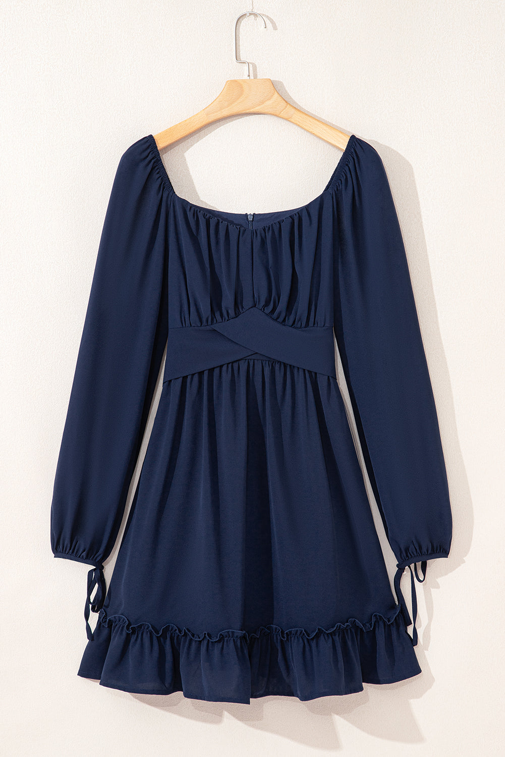 Blue Ruffled High Waist Mini Dress