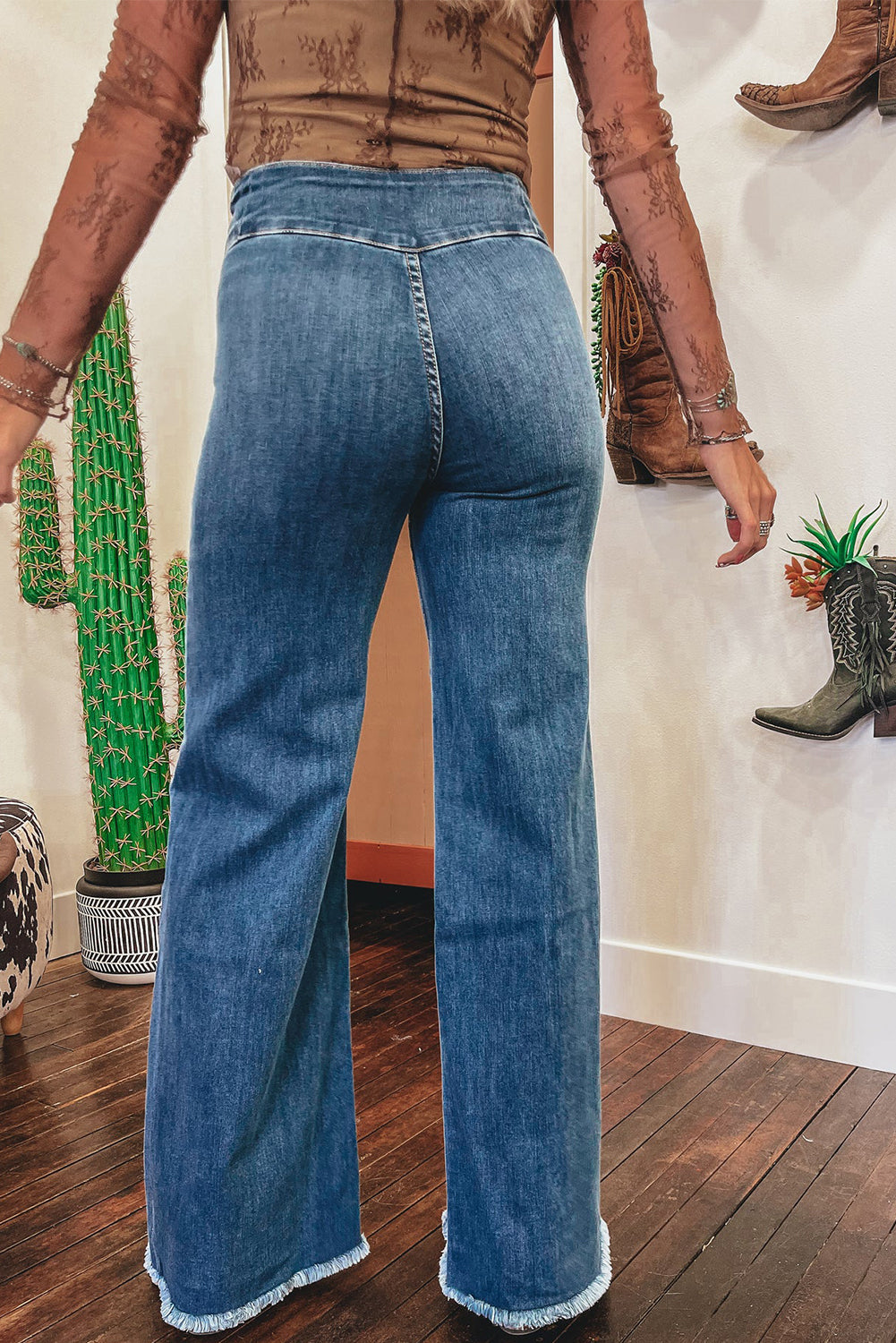 Blue High Waist Flare Jeans