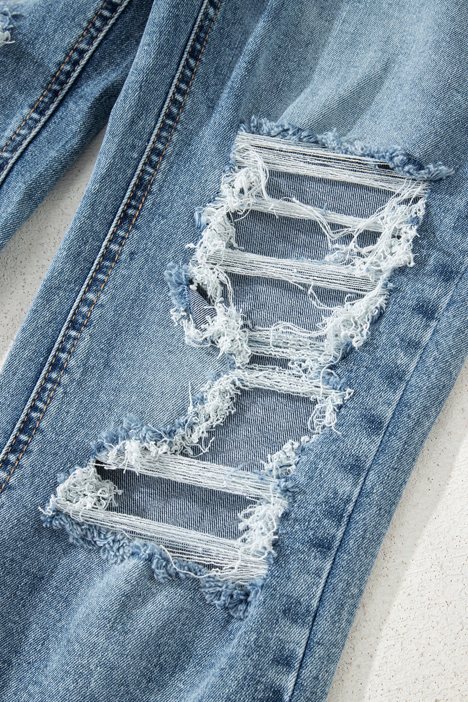 Raw Hem Ripped Flare Jeans