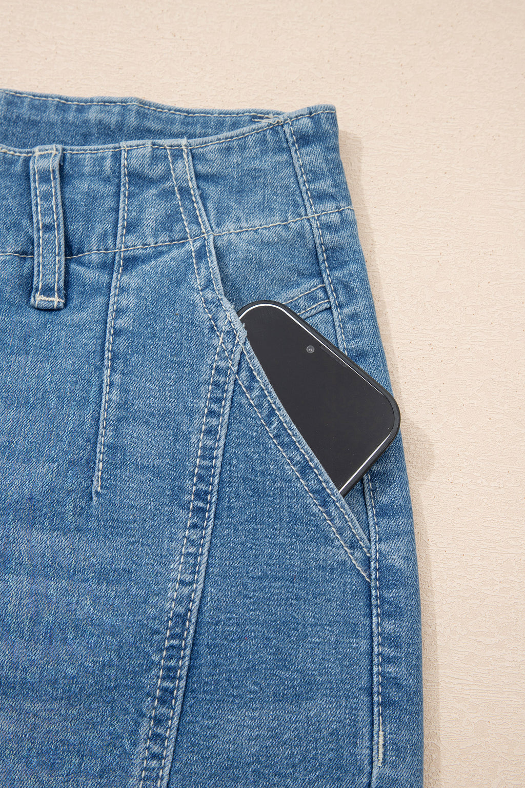 Medium Wash Cuffed Barrel Jeans