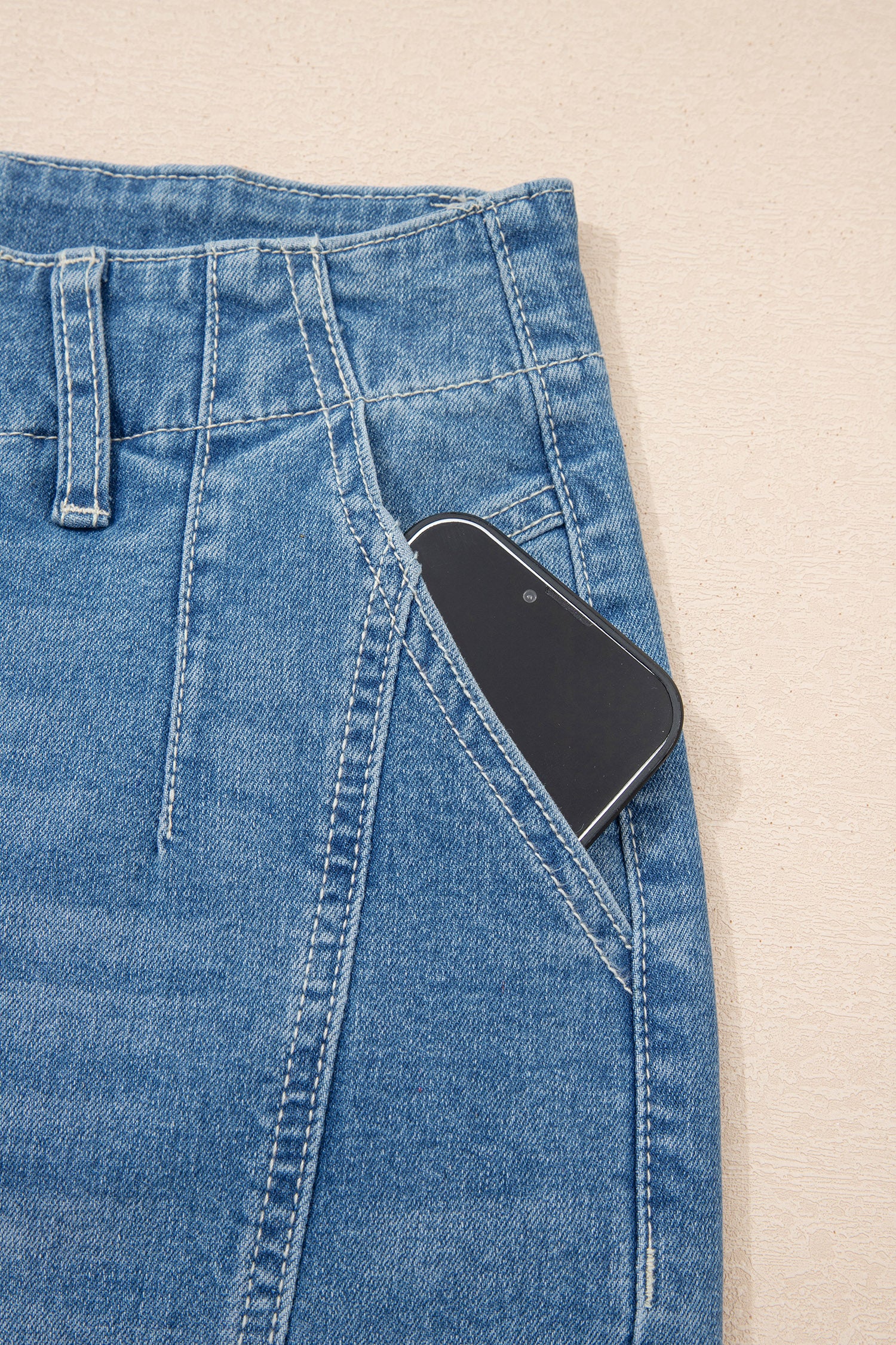 Medium Wash Cuffed Barrel Jeans