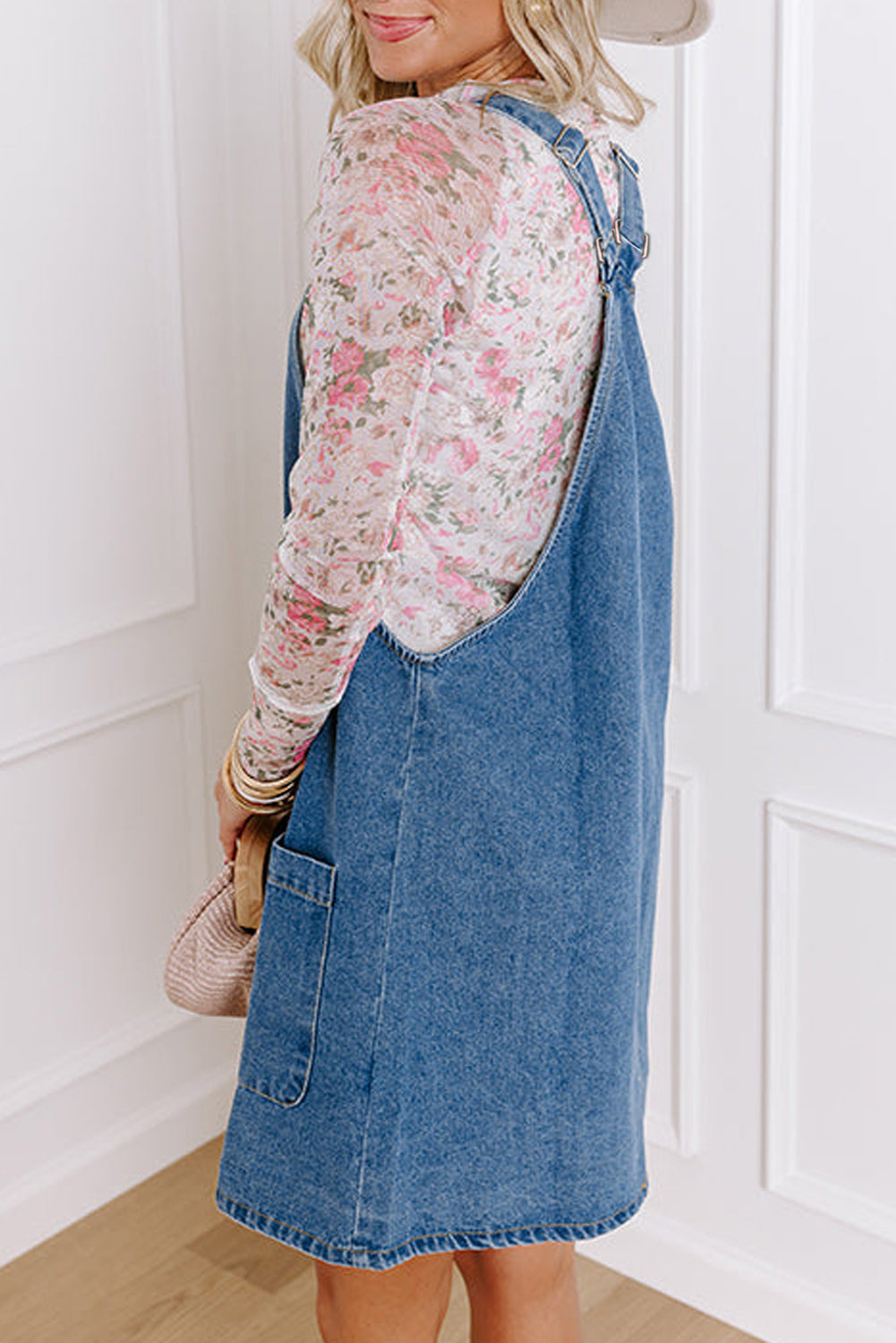 Front Pocketed Denim Mini Dress