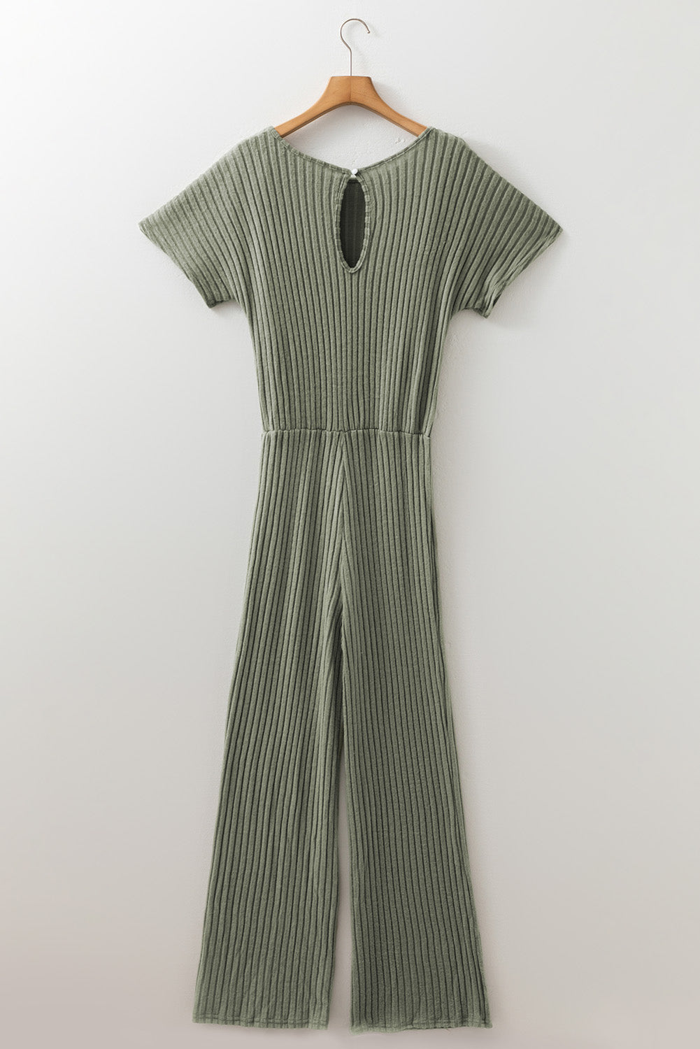 Ribbed Keyhole Short Sleeve Jumpsuit
