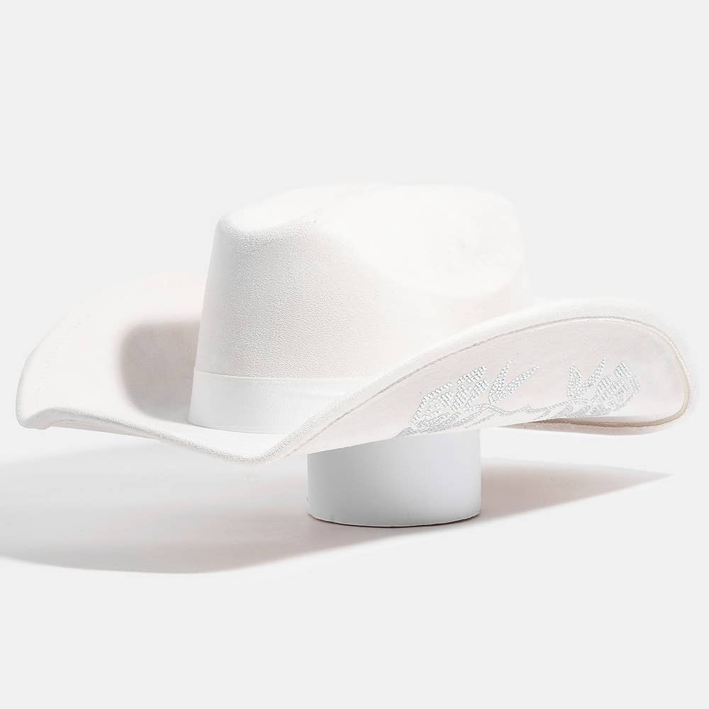Rhinestone Rose Embroidered Cowboy Hat