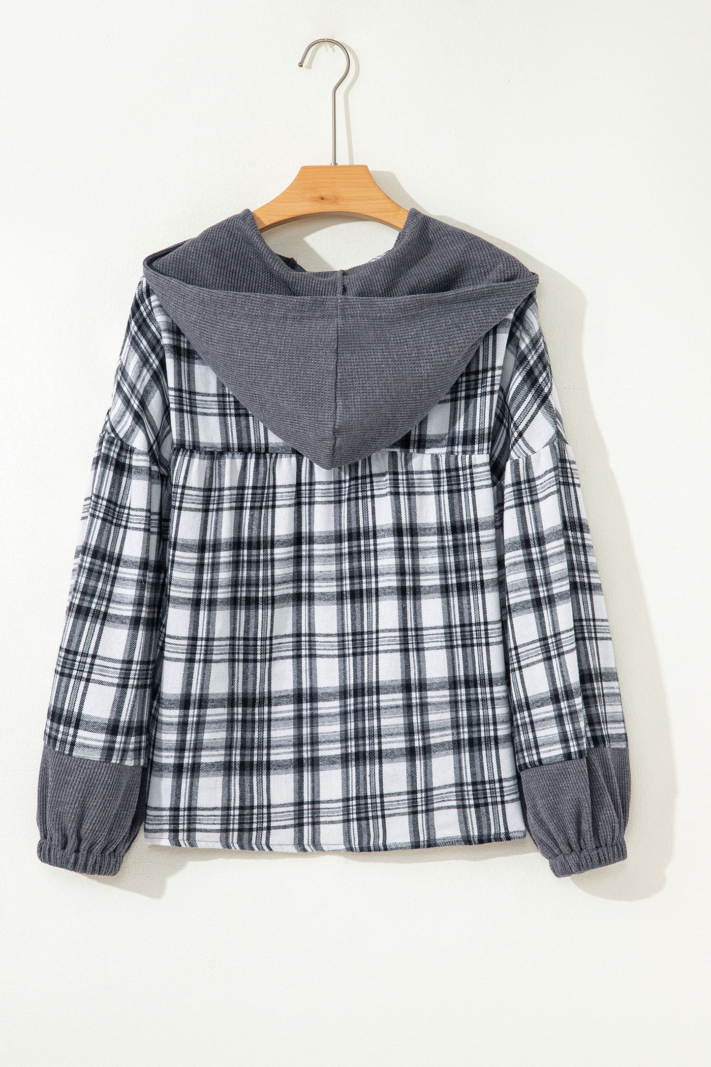 Brown Plaid Long Sleeve Hooded Sweater