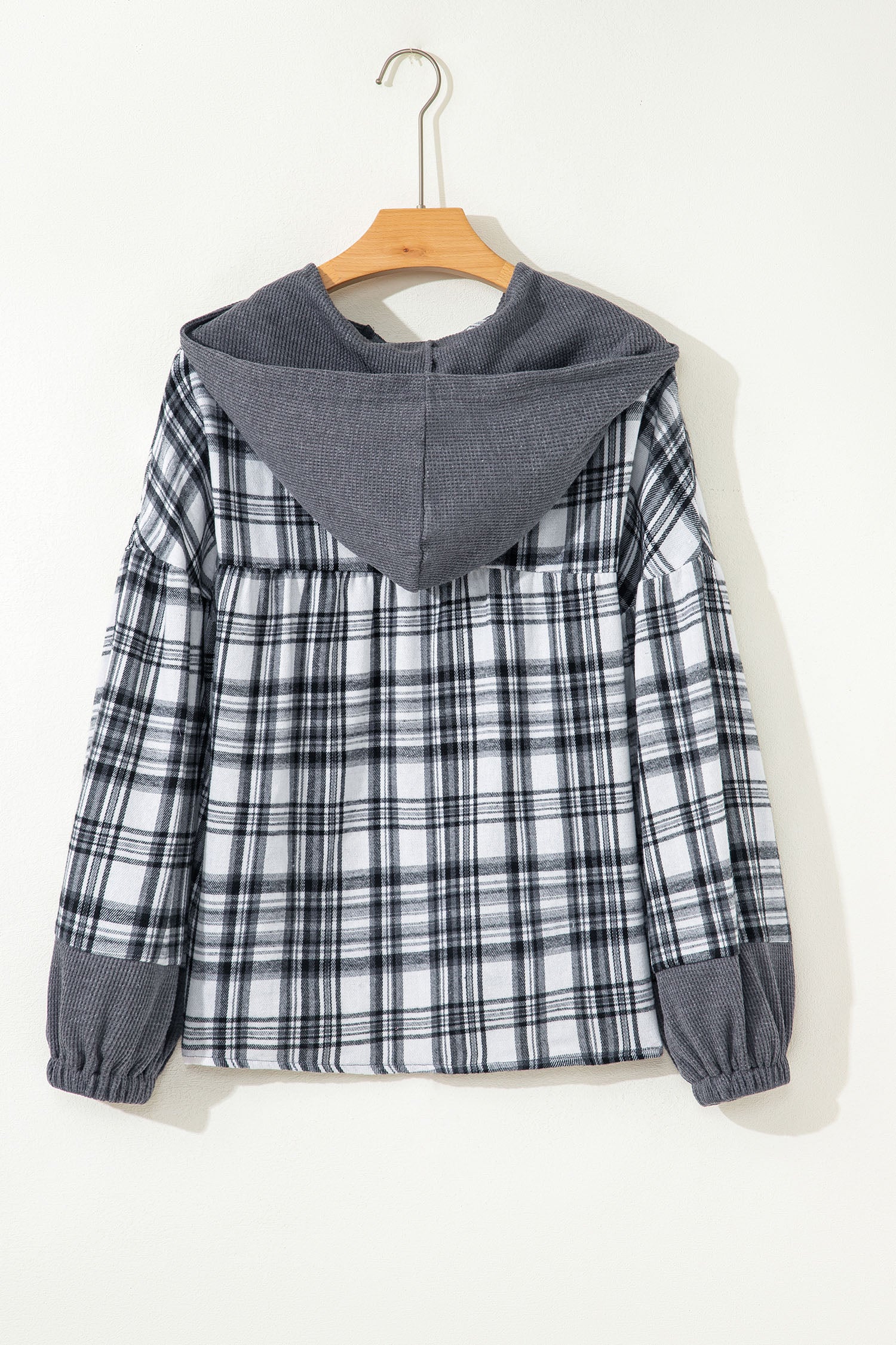 Brown Plaid Long Sleeve Hooded Sweater