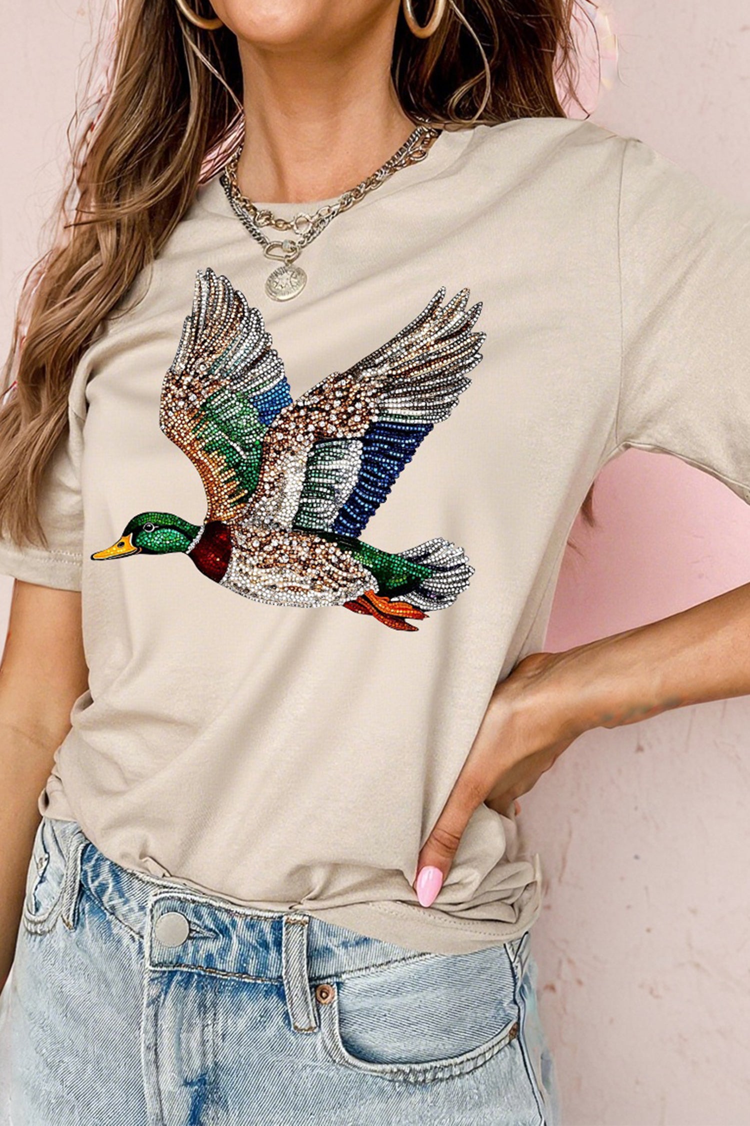 Mallard Print Crew Neck T Shirt