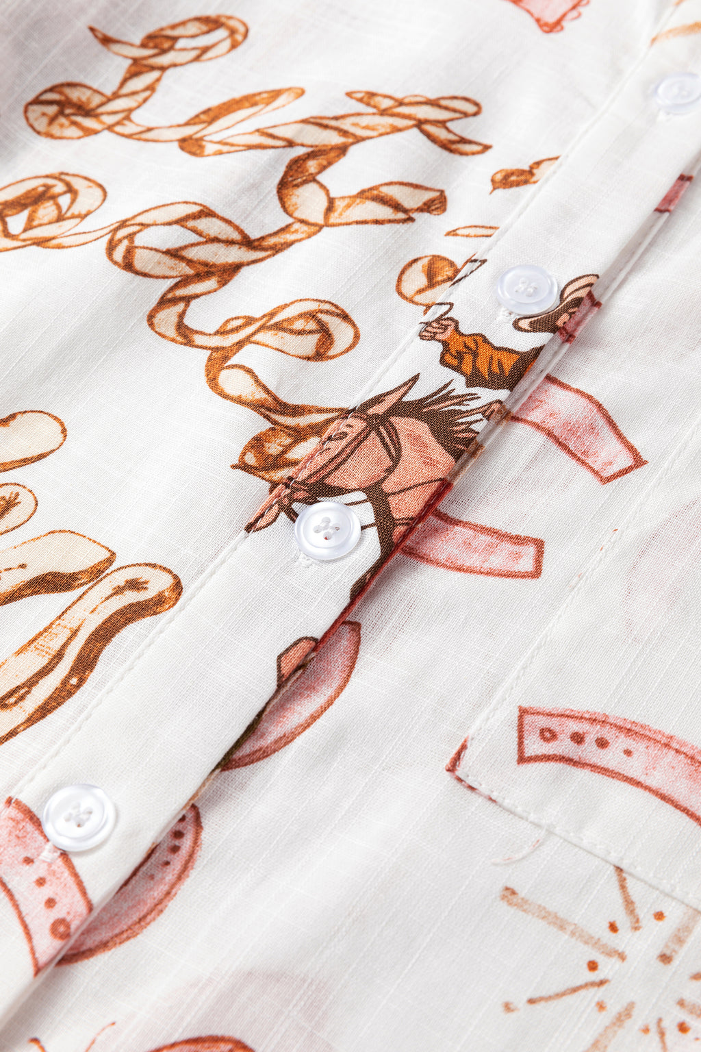 White Rodeo Cowgirl Print Button Up Shirt