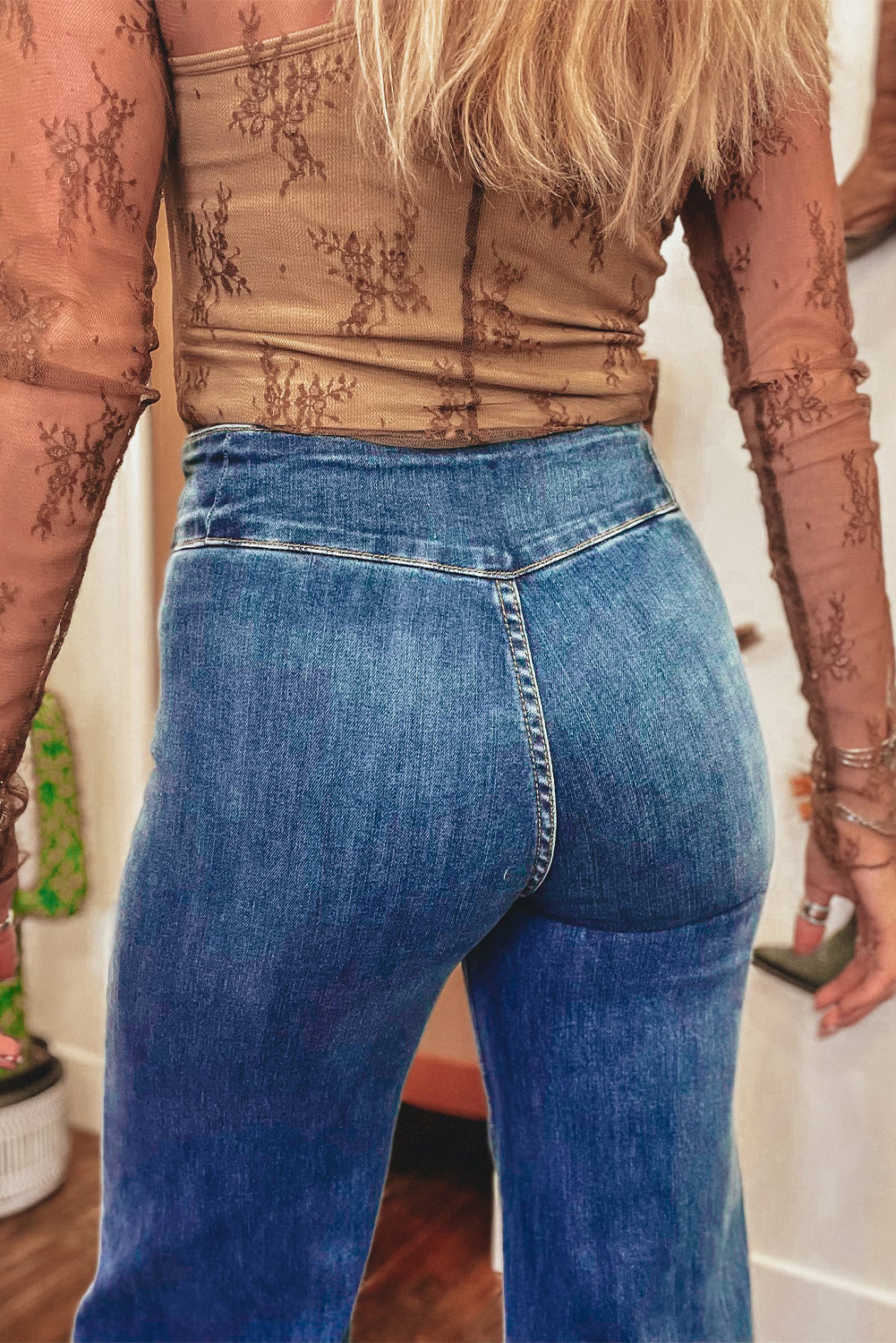 Blue High Waist Flare Jeans