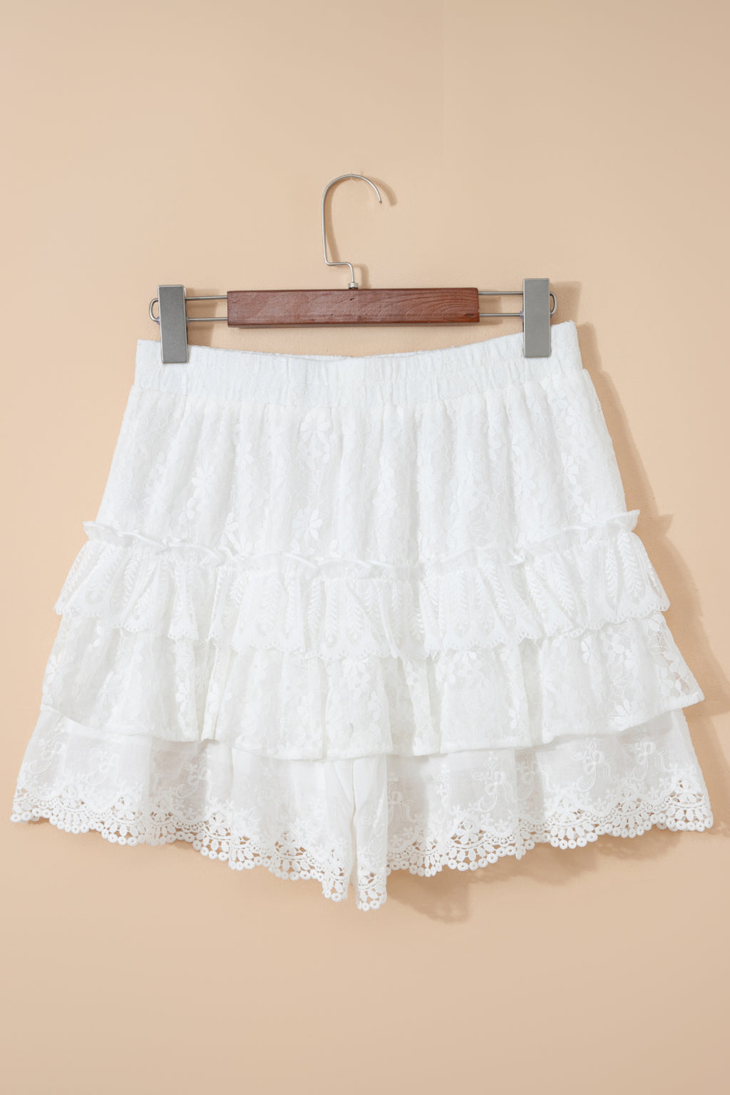 White Lace Tiered Shorts