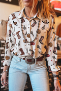 Western Print Button Up Shirt