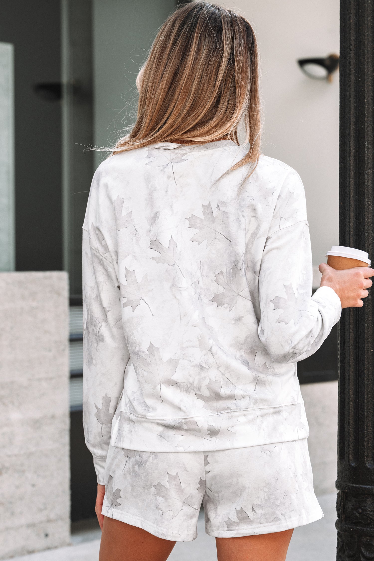 Camo Print Pullover Top and Casual Short Set