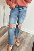 Raw Hem Ripped Flare Jeans