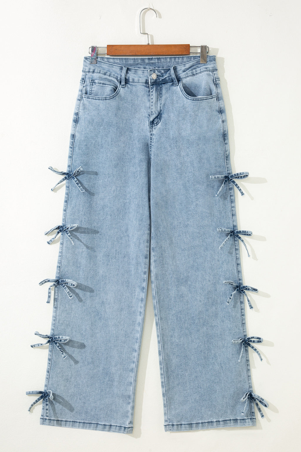 Bow Side Detail Straight Leg Jeans