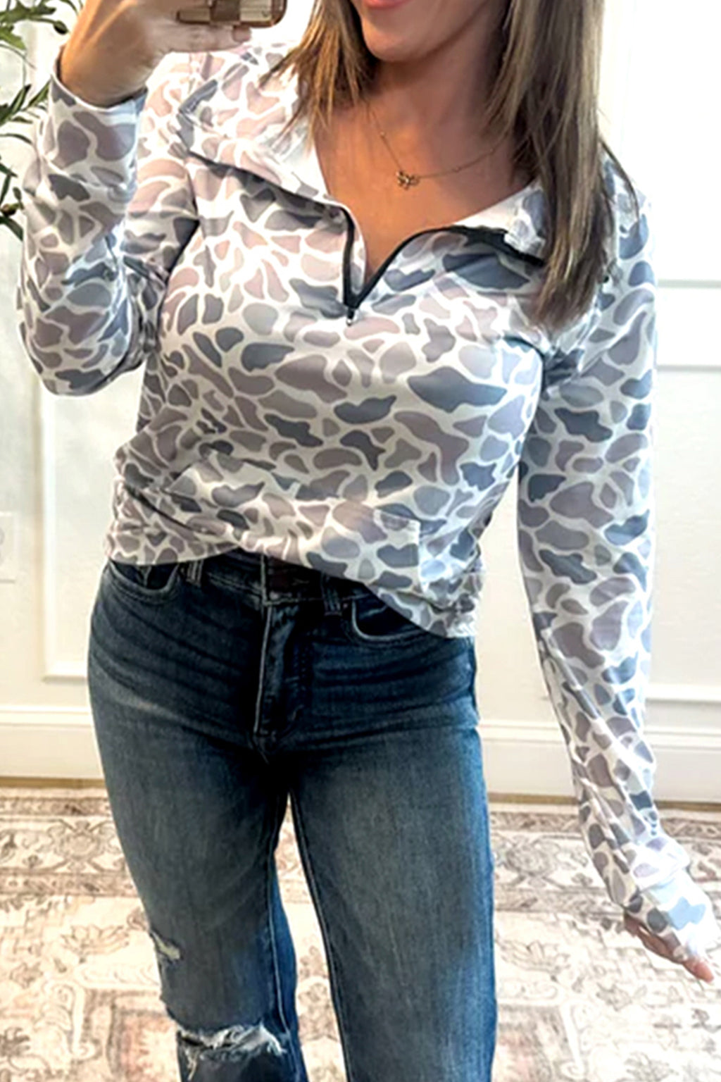 Camouflage Print Pullover Sweatshirt