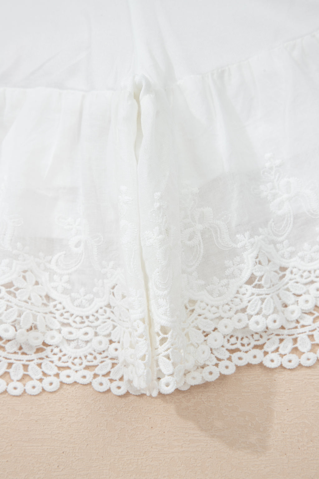 White Lace Tiered Shorts
