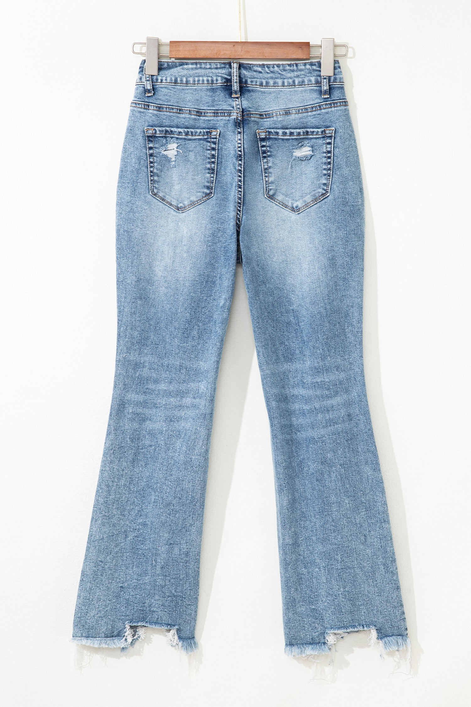 Raw Hem Ripped Flare Jeans