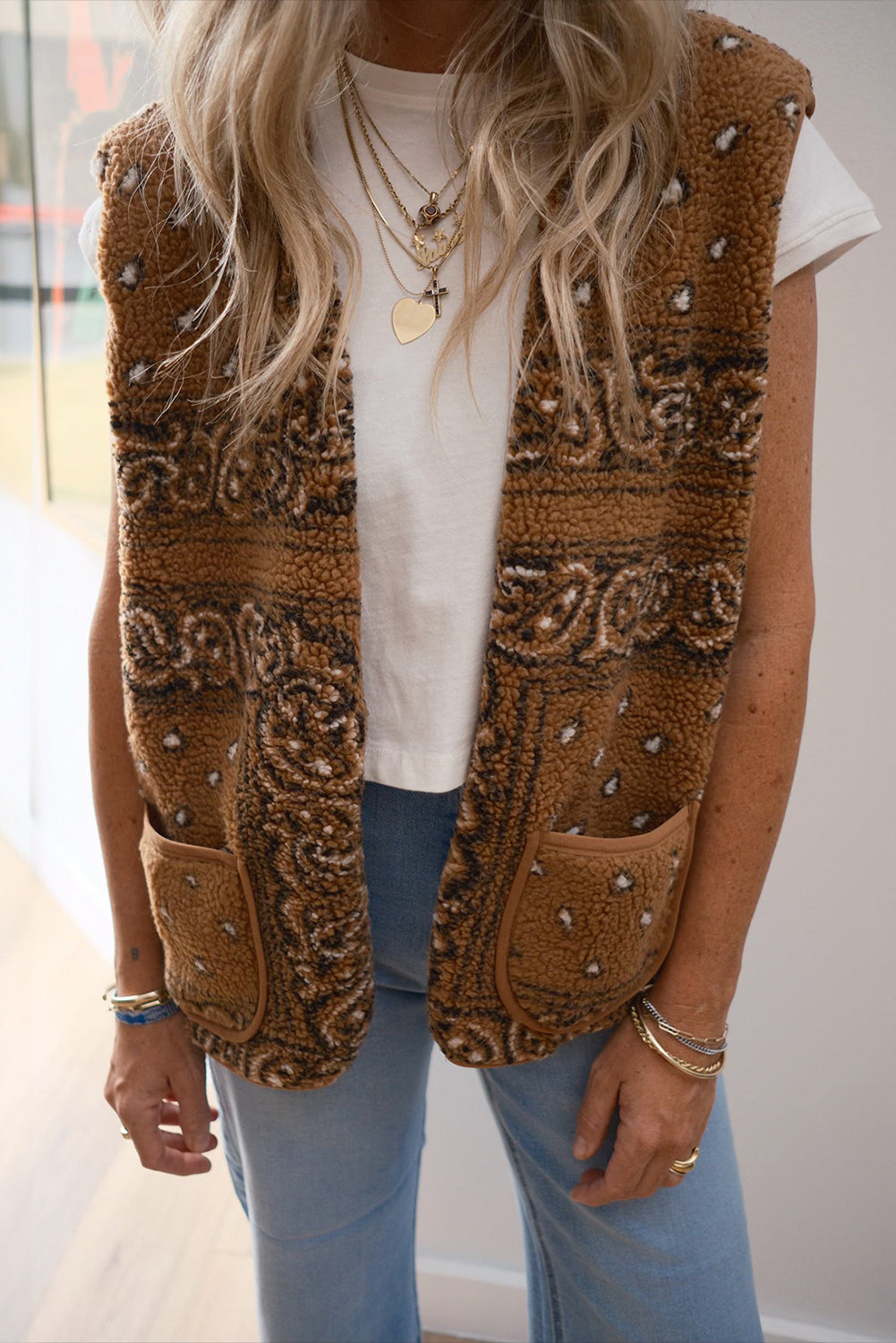 Paisley Print Vest Jacket