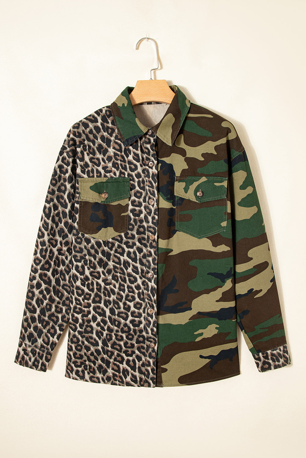 Leopard Camo Patchwork Oversize Shacket
