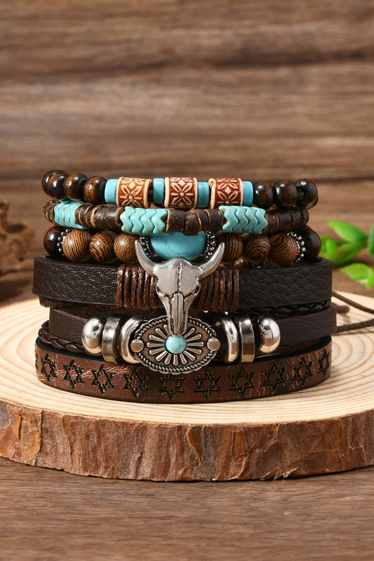 Chestnut 6 Piece Western Bull Skull Bracelet