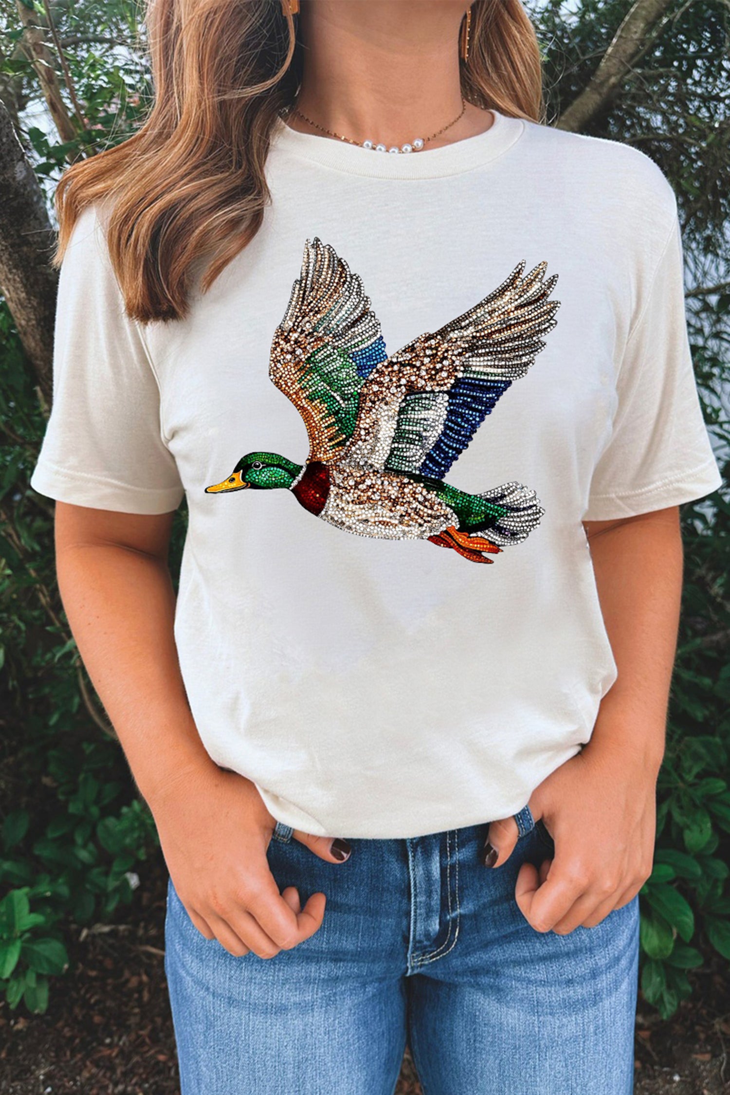 Mallard Print Crew Neck T Shirt