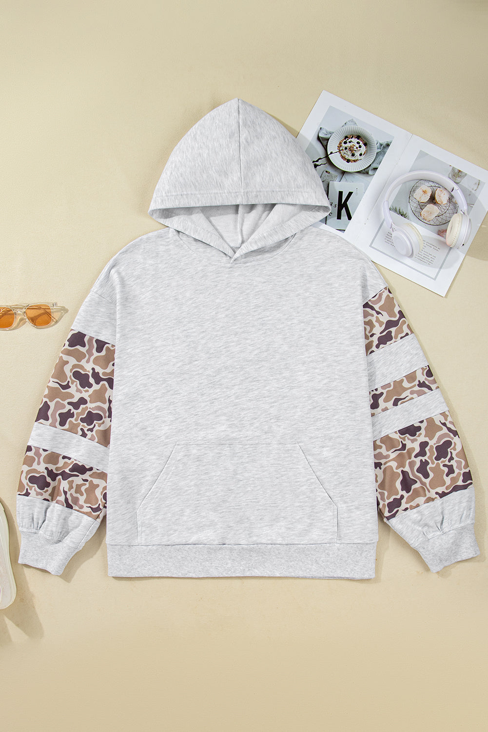 Camouflage Asymmetric Sleeve Plus Size Hoodie