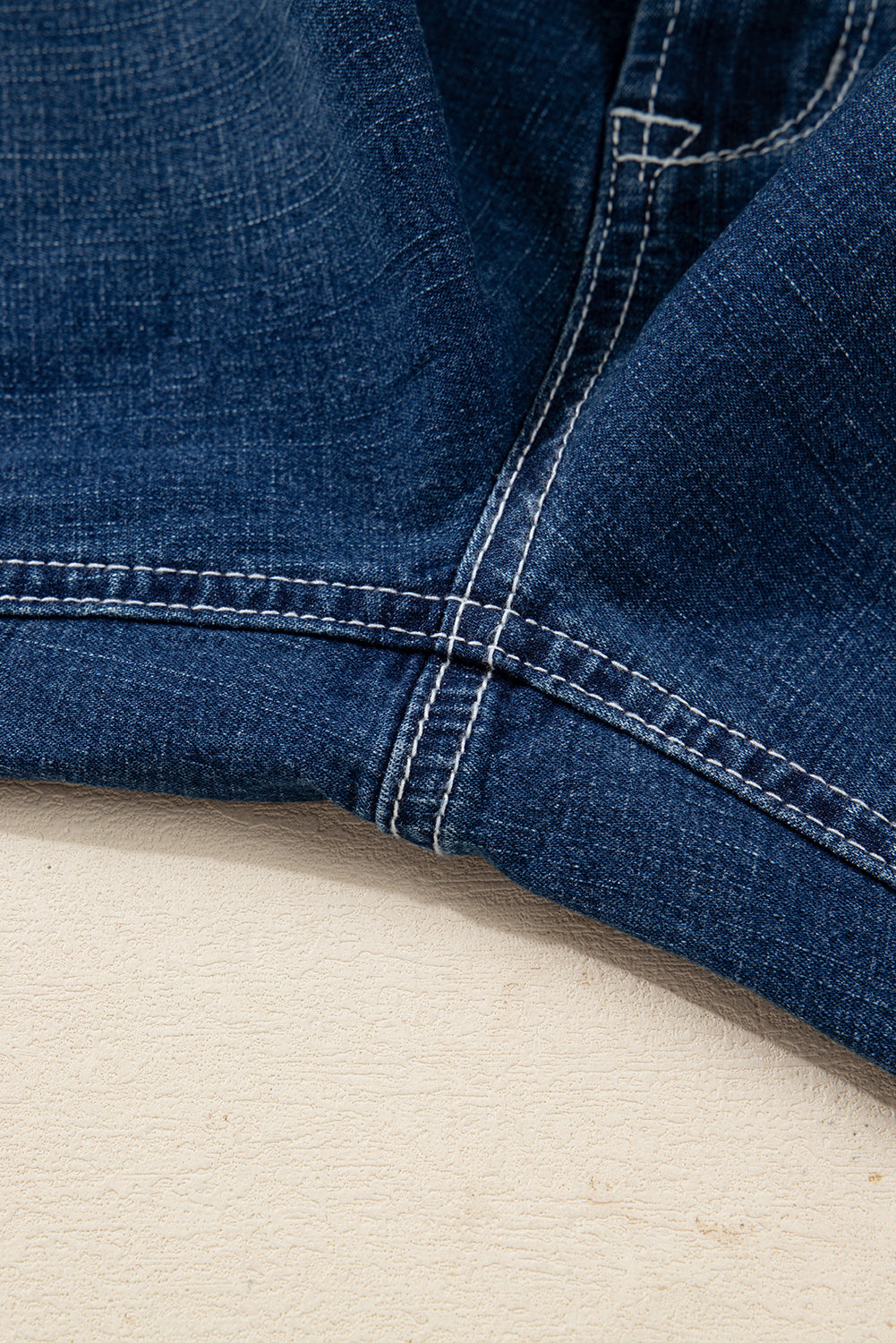 Stitched Waist Detail Loose Cuffed Jeans