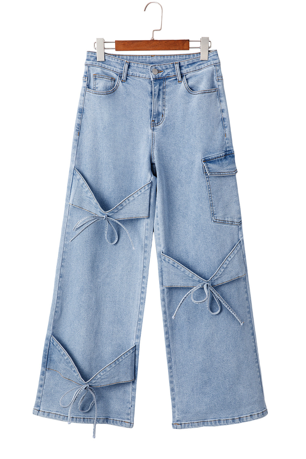 Blue Bowknot Boyfriend Cargo Jeans
