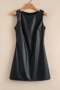 Black Vegan Leather Sleeveless Mini Dress