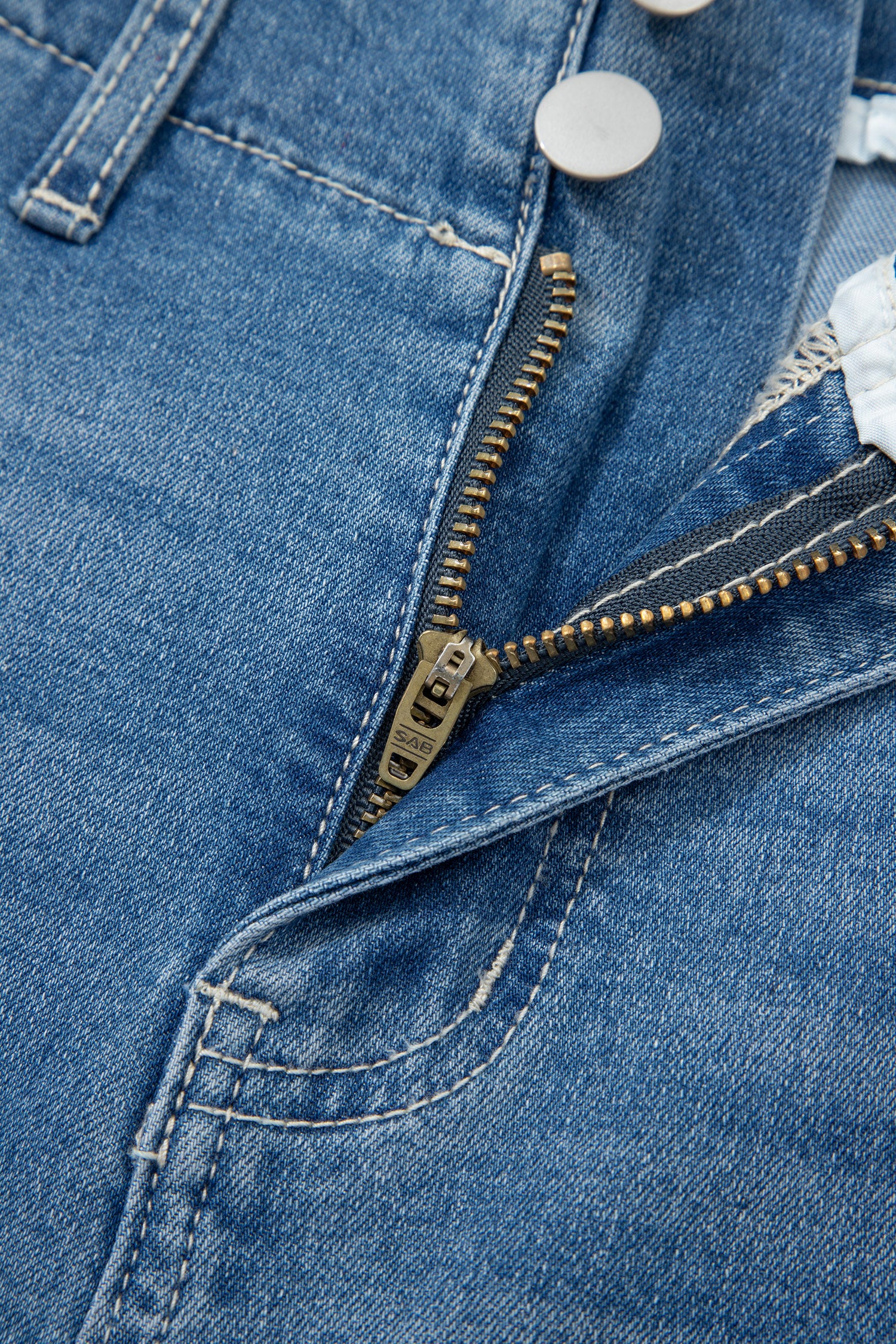 Medium Wash Cuffed Barrel Jeans