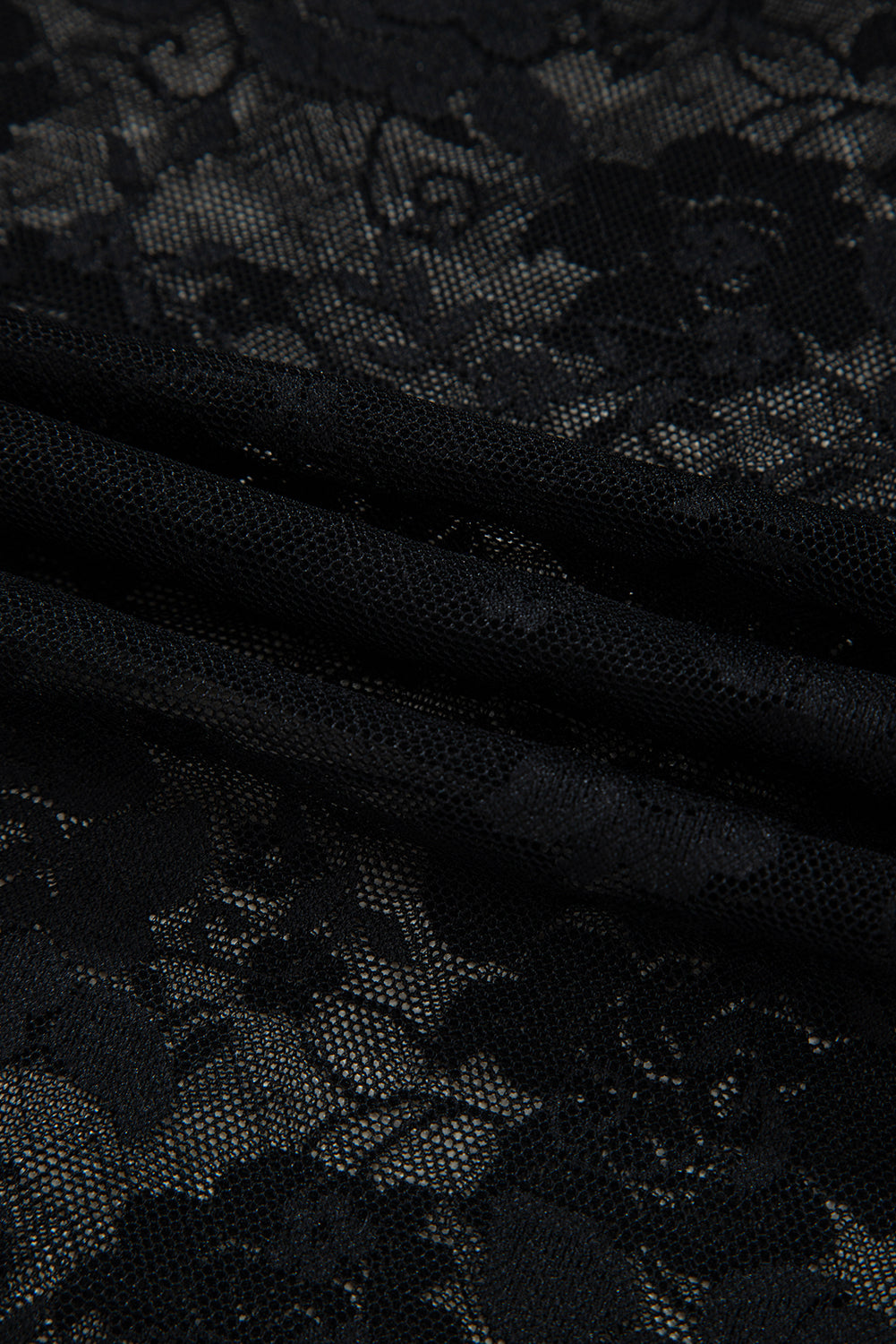 Sheer Floral Lace Mesh Long Sleeve Top