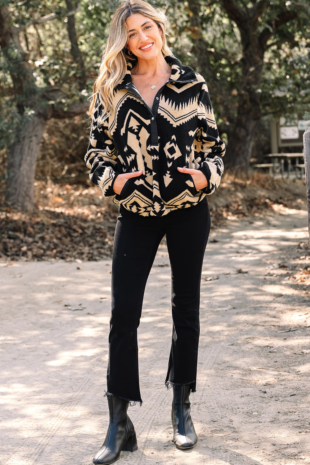 Western Aztec Half Zip Plush Sweatshirt