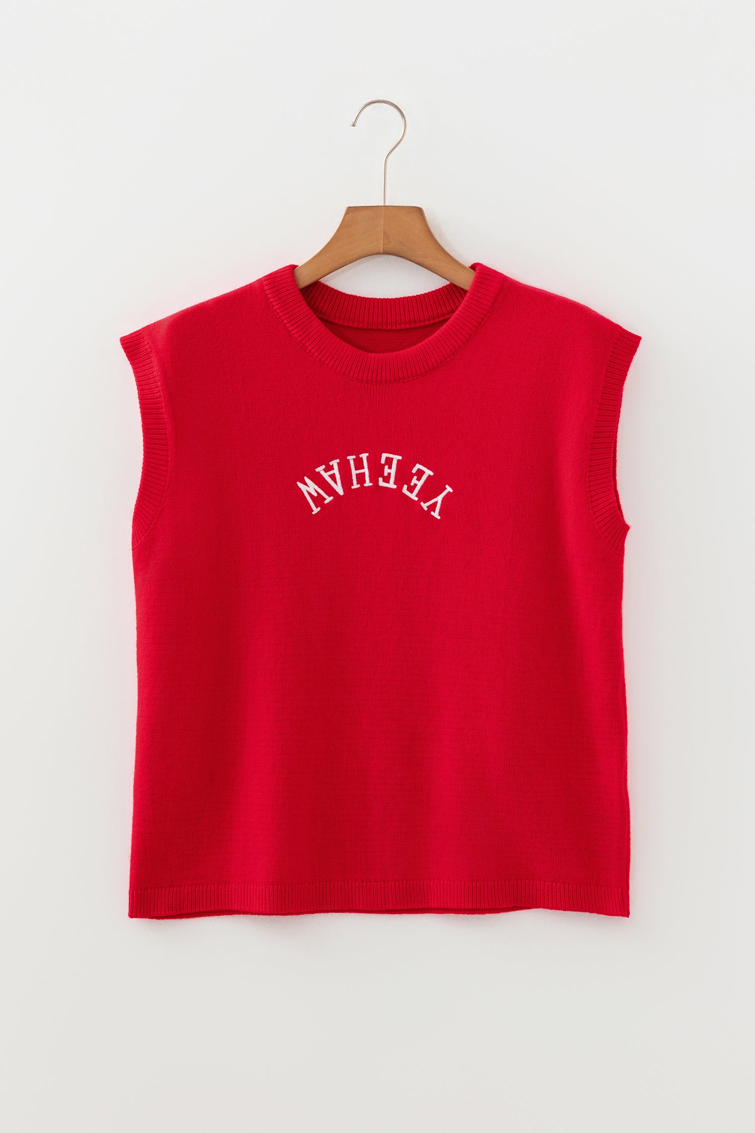YEEHAW Embroidered Short Sleeve Sweater