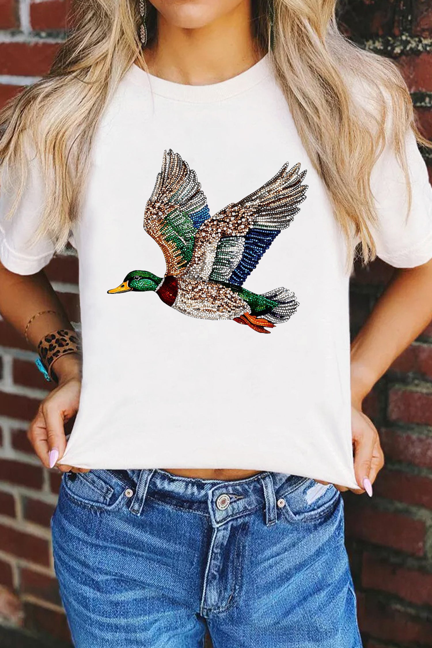Mallard Print Crew Neck T Shirt